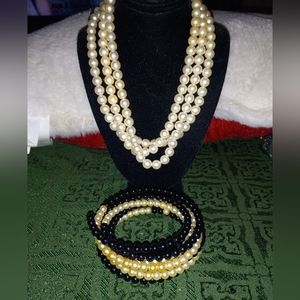 Vintage 3 strand pearl necklace  14" & bracelet. Bundle for savings
